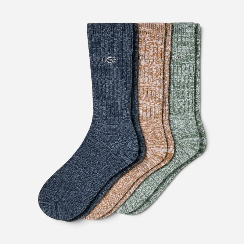 Men's Trey Rib Knit Cozy Crew 3 Pack Tahoe Blue/Chestnut/Green Stone