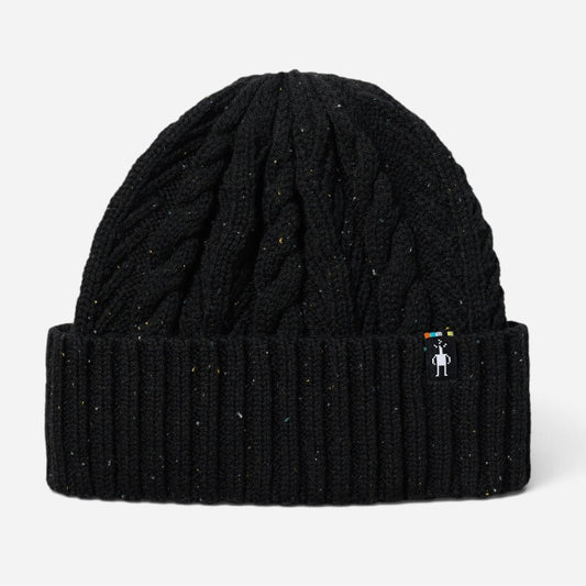 Cable Knit Beanie Black Donegal