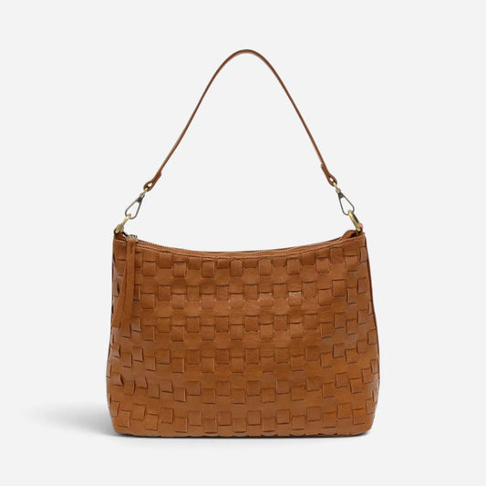 Winnie Woven Hobo Cognac