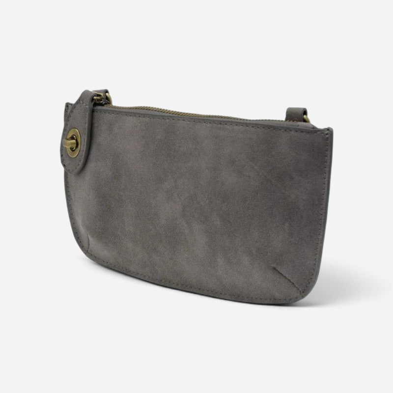 Faux Suede Mini Crossbody Wristlet Clutch Shadow