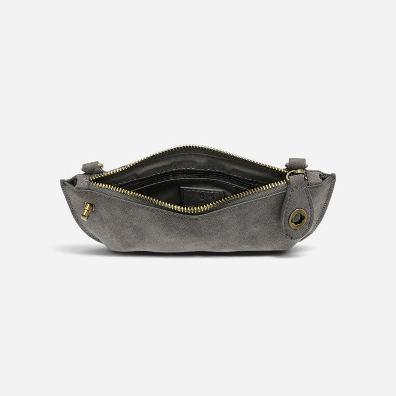 Faux Suede Mini Crossbody Wristlet Clutch Shadow