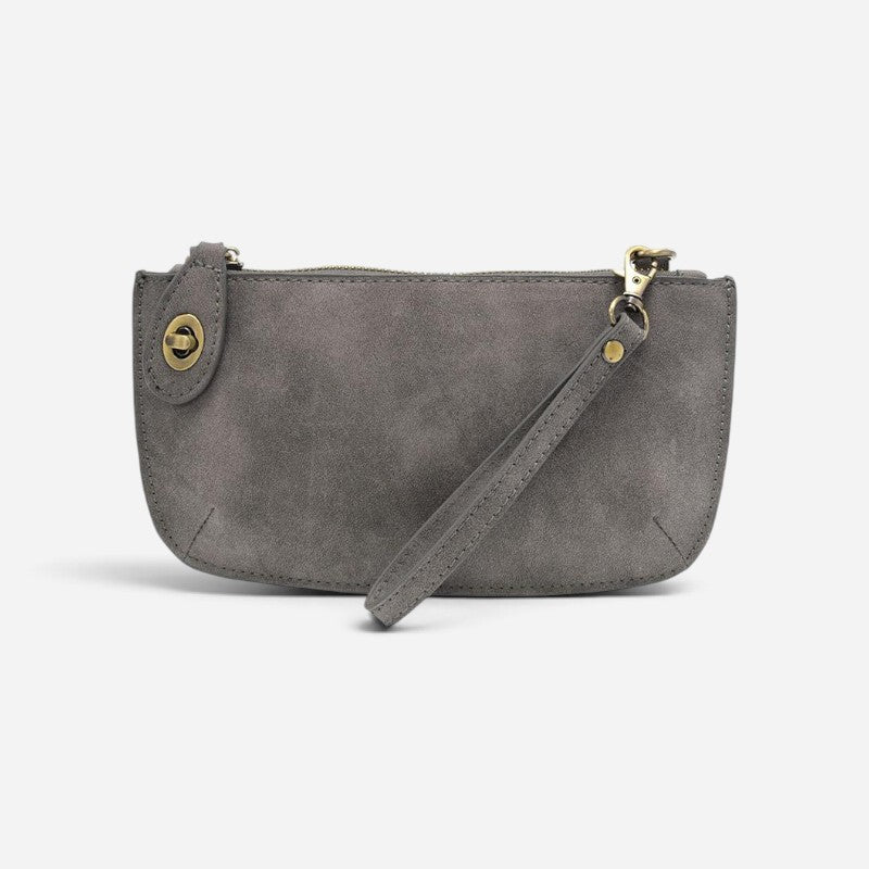 Faux Suede Mini Crossbody Wristlet Clutch Shadow