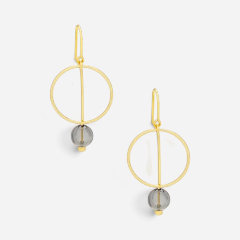 Refined Glass Drop Earrings Smoke/Gold