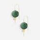 Refined Glass Organic Threader Earrings Teal/Gold
