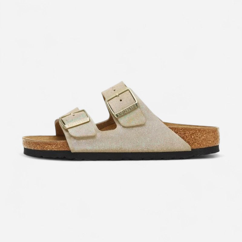 Arizona Taupe Shimmering Suede Leather Narrow