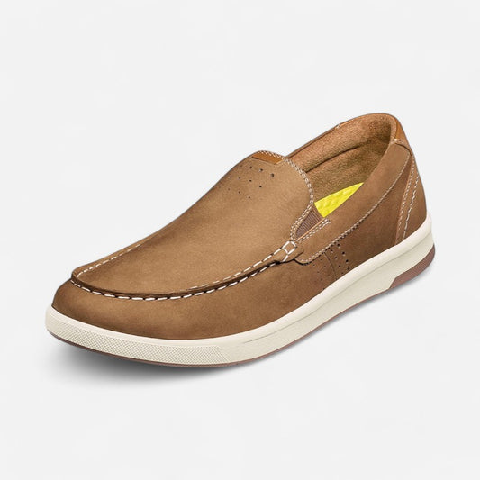 Men's Crossover Moc Toe Slip On Mushroom Nubuck/Cognac Milled